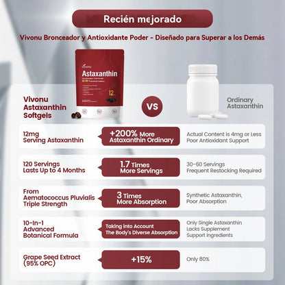vivonu10-in-1 Astaxanthin Supplements 12 Mg, 4-Month Supply,