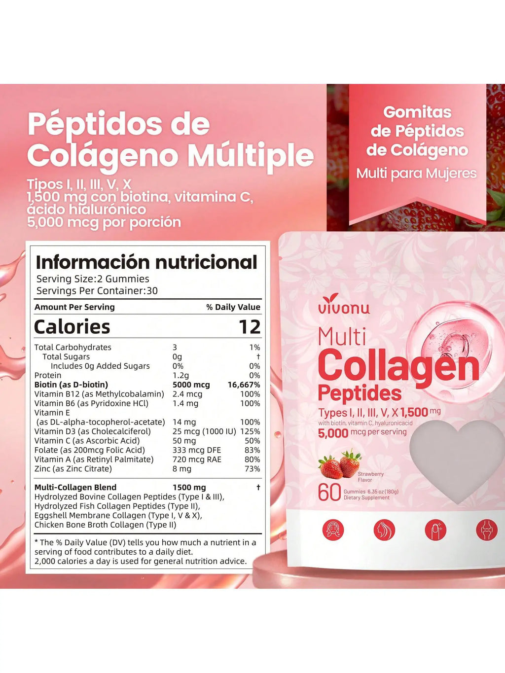 Vivonu Women and Men, Polycollagen Peptide Gummies