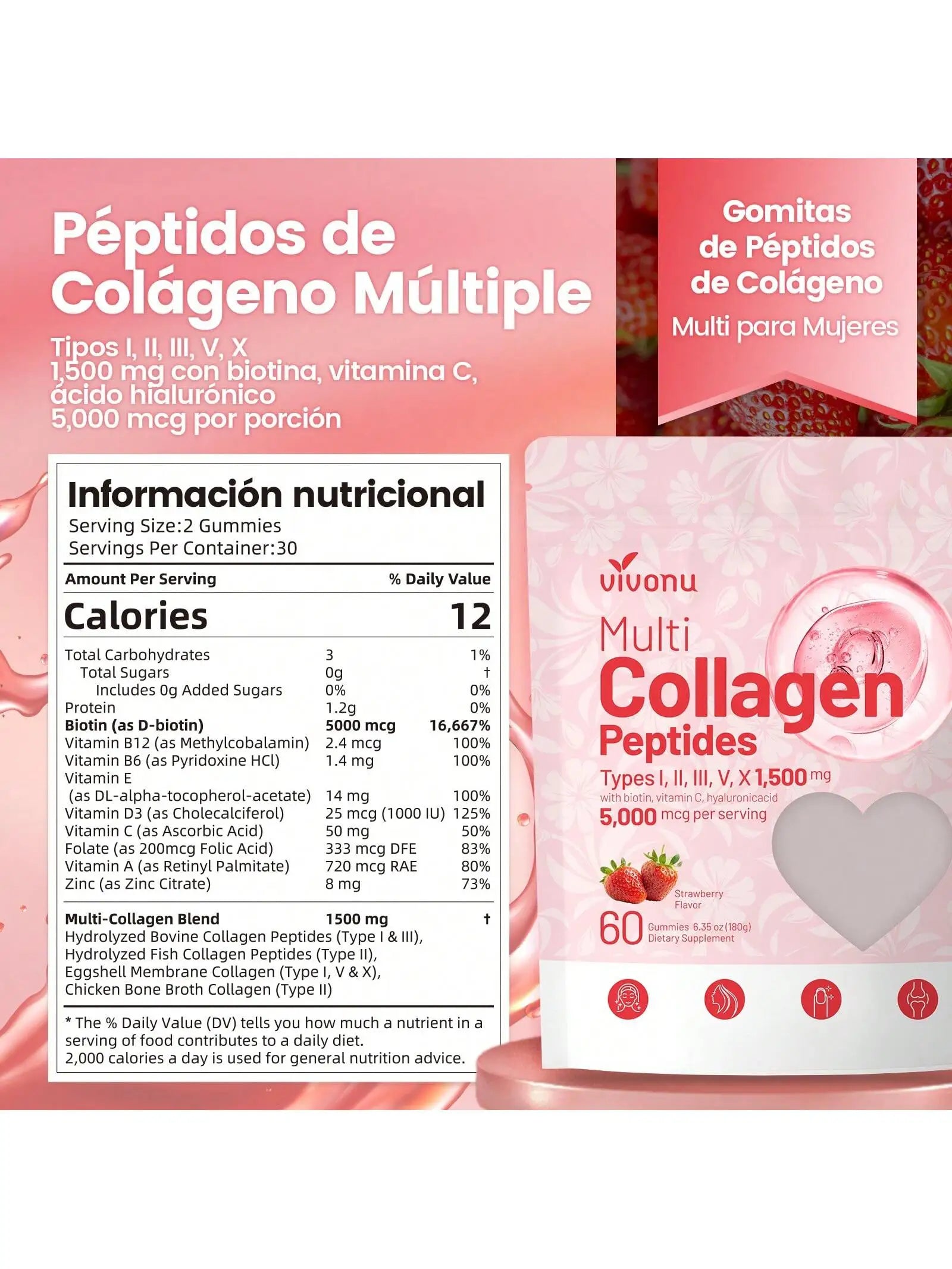 Vivonu Women and Men, Polycollagen Peptide Gummies