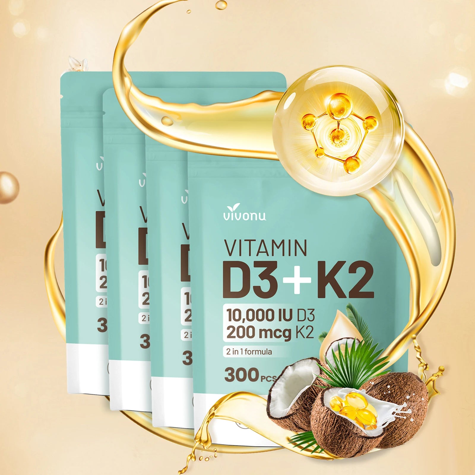 Vivonu Vitamin D3 + K2 Soft Gummies