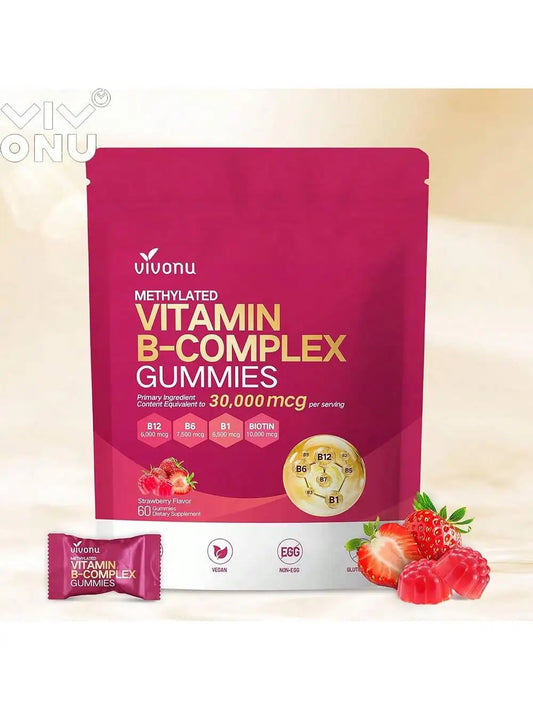 Vivonu Natural IngredientsVitamins B12, B6, B1, B2, B3, B5, A, C, D, E and Folic Acid, Energy Support,