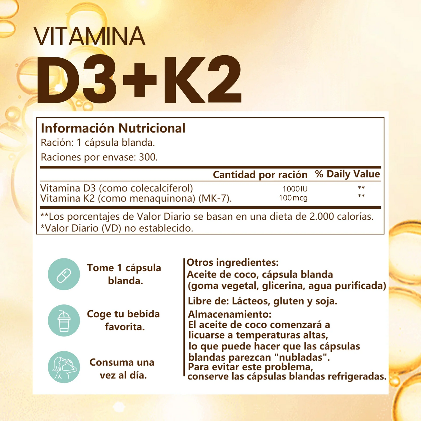 Vivonu Vitamin D3 + K2 Soft Gummies