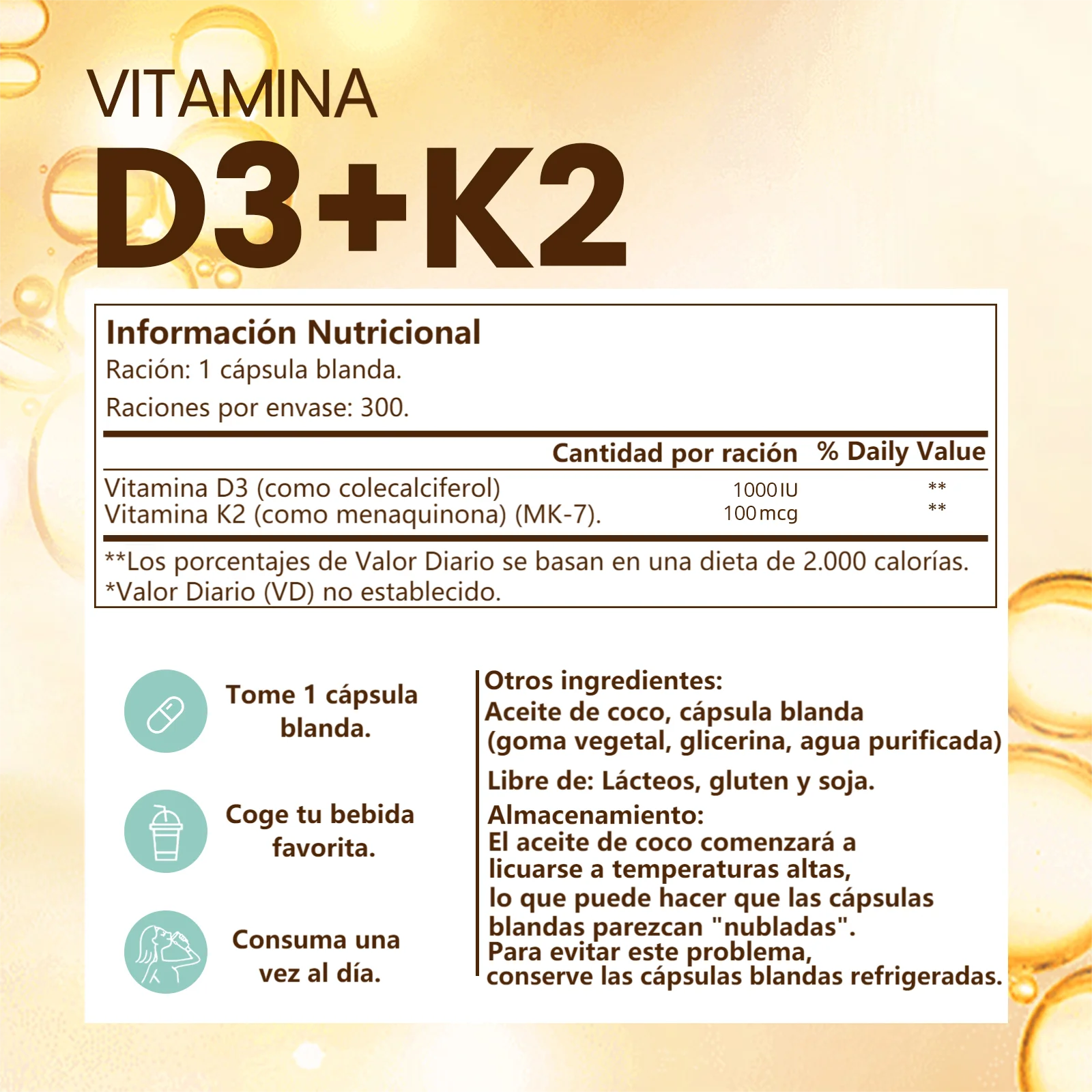 Vivonu Vitamin D3 + K2 Soft Gummies