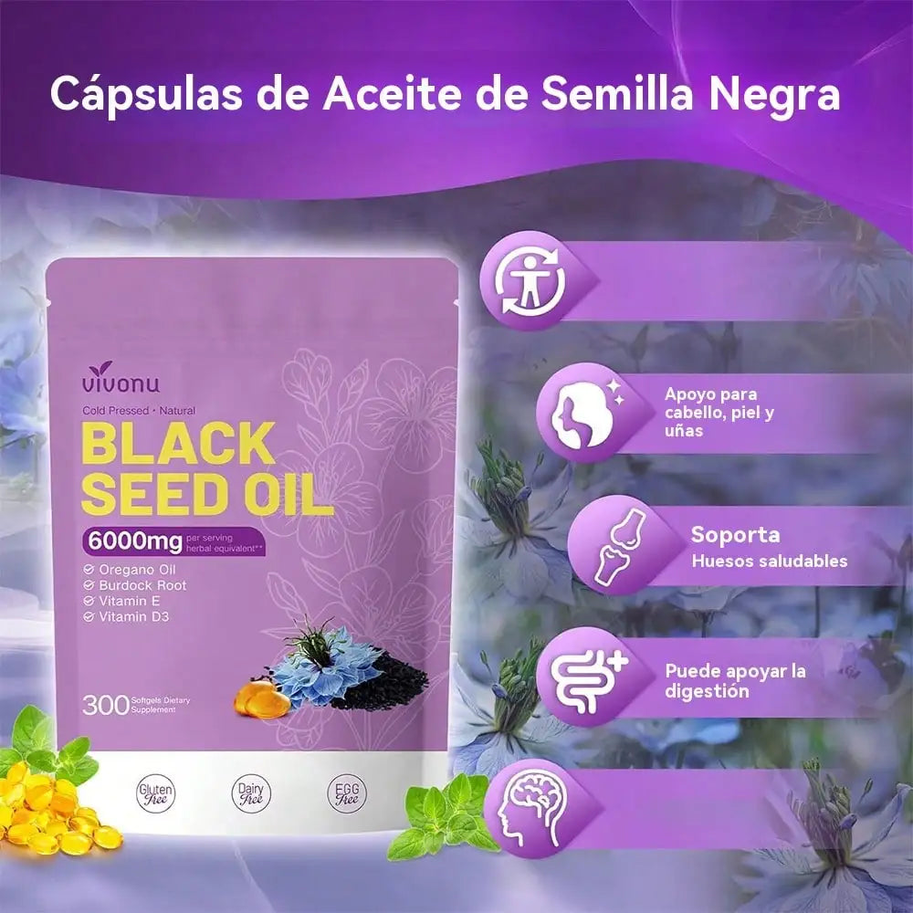 Organic Black Seed Oil Capsule 9 in 1 Vitamin E & D3 Immune Support