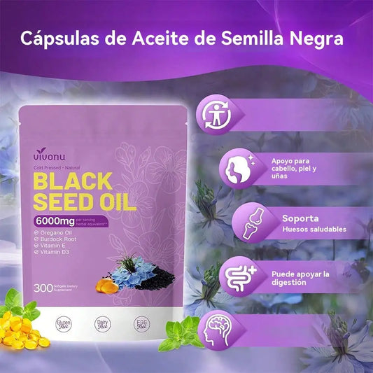 Organic Black Seed Oil Capsule 9 in 1  Vitamin E & D3 Immune Support