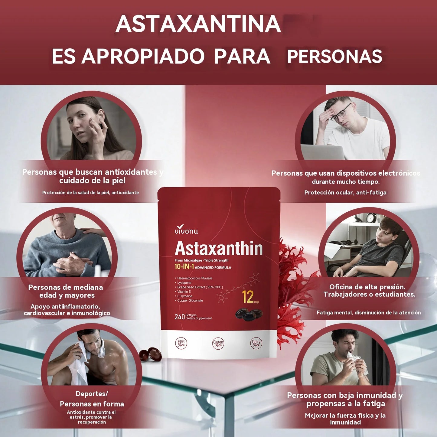 vivonu10-in-1 Astaxanthin Supplements 12 Mg, 4-Month Supply,