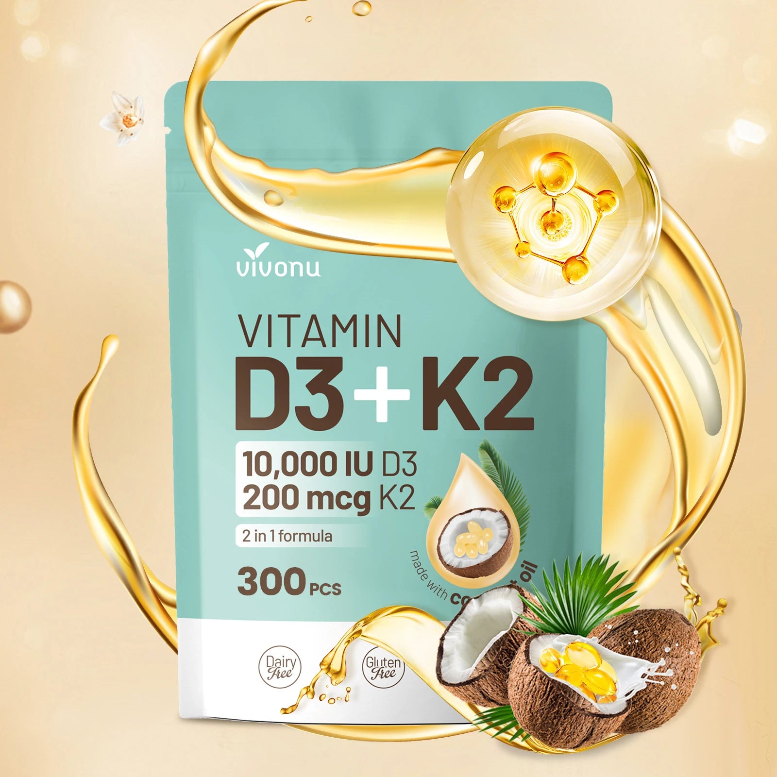 Vivonu Vitamin D3 + K2 Soft Gummies
