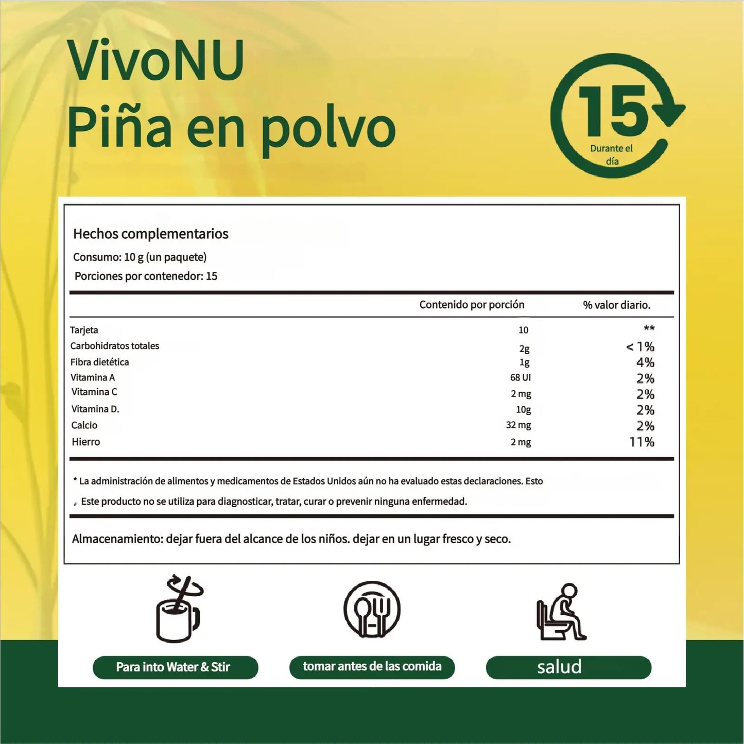 Vivonu Pineapple Powder - Pure Pineapple Flavor, Tasty and Healthy, Cleanses the Intestinal Tract and Helps Maintain a Healthy Digestive System