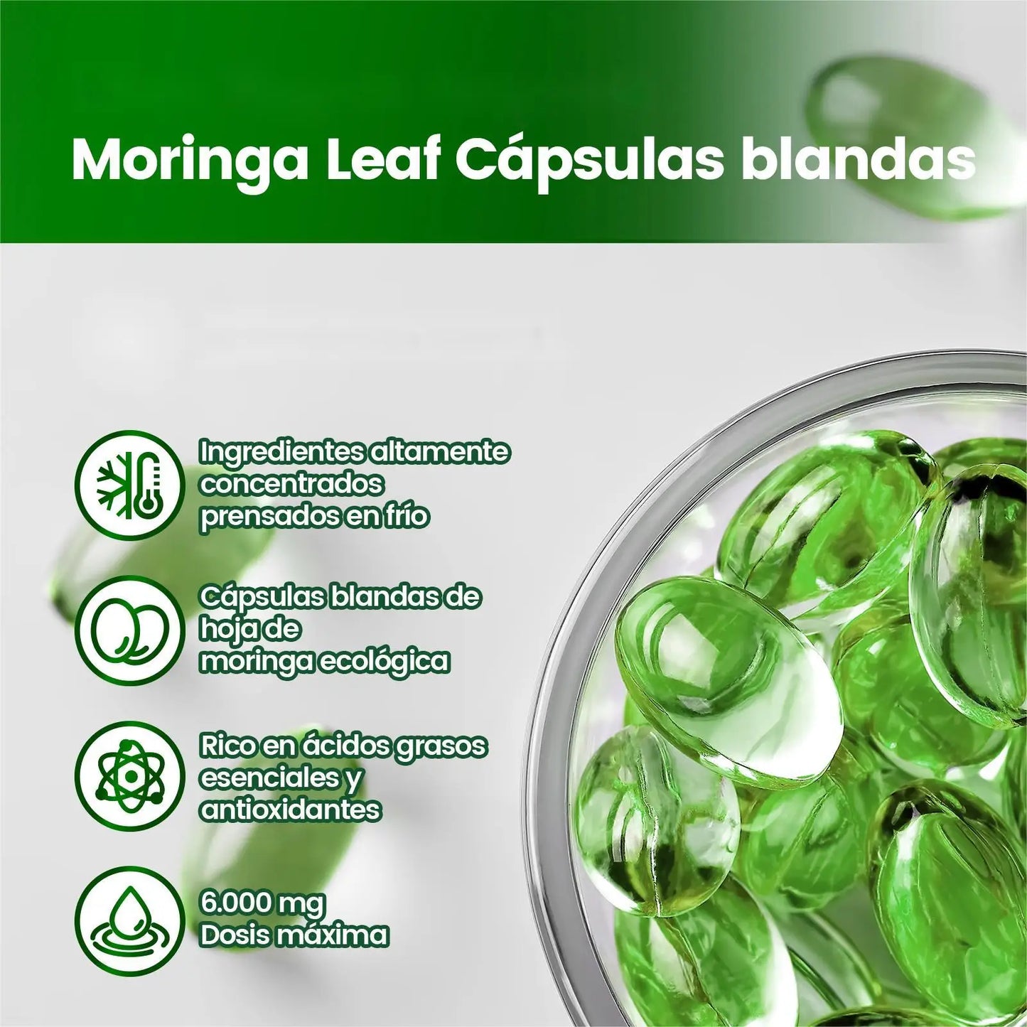 Vivonu Moringa Capsules - Pure Moringa Powder Superfood for Metabolism, Energy, Skin Health, Immunity