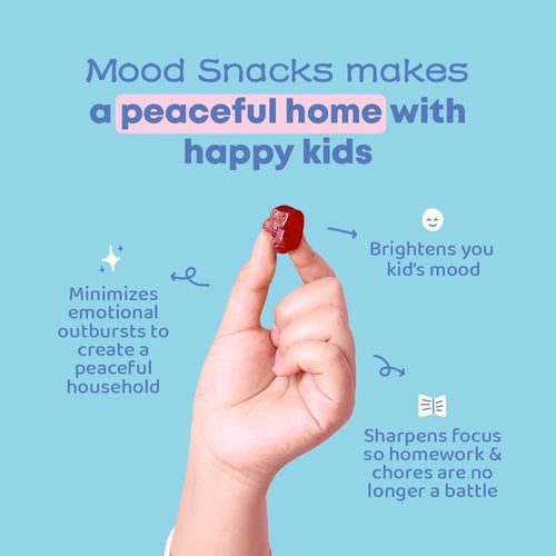 Mood Snacks - Kids Saffron Gummies, Natural Berries Supplements Offer Mood Support and Calms Temper Tantrums