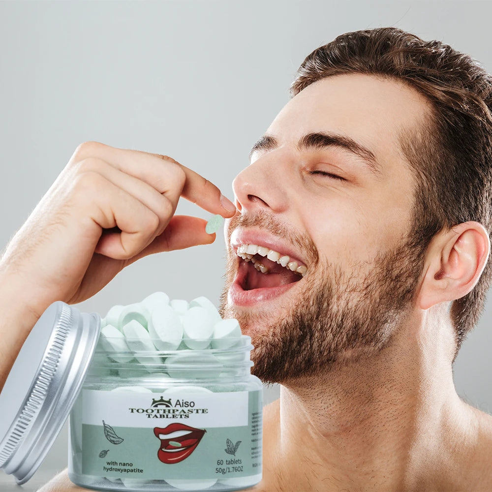 Tablets Nano Hydroxyapatite, Travel Size Whitening Toothpaste Chewable Tablets, Long-lasting Fresh Breath