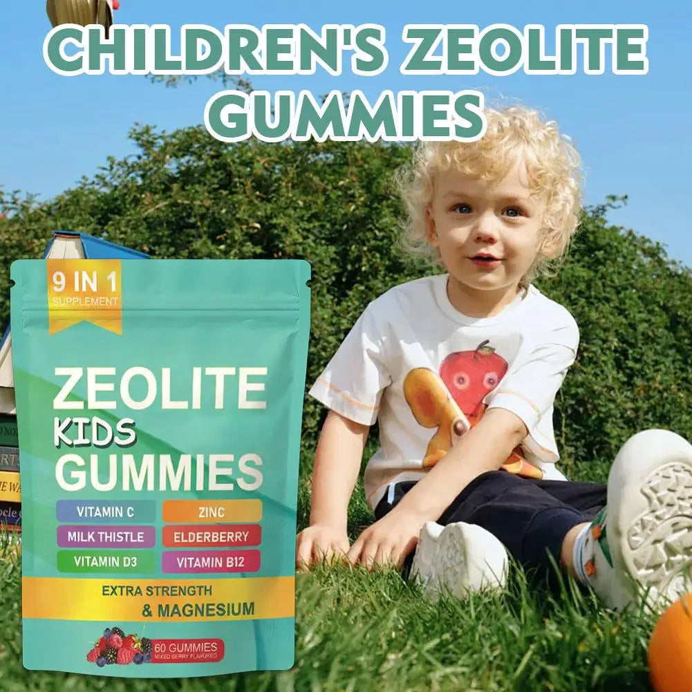 Zeolite Gummies For Kids ,Omega-3,Magnesium, Elderberry, Vitamin C, Milk Thistle, Vitamin D3