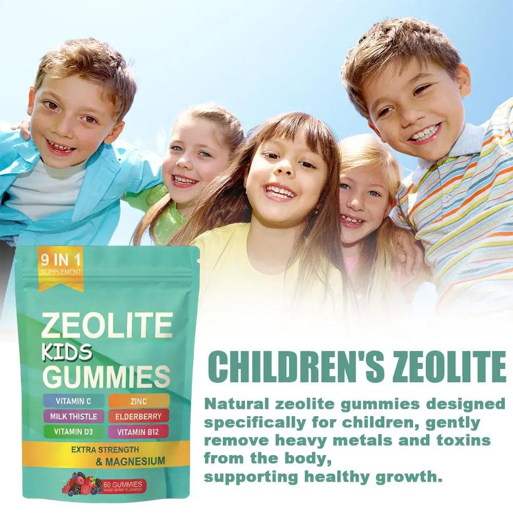Zeolite Gummies For Kids ,Omega-3,Magnesium, Elderberry, Vitamin C, Milk Thistle, Vitamin D3