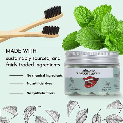 Tablets Nano Hydroxyapatite, Travel Size Whitening Toothpaste Chewable Tablets, Long-lasting Fresh Breath